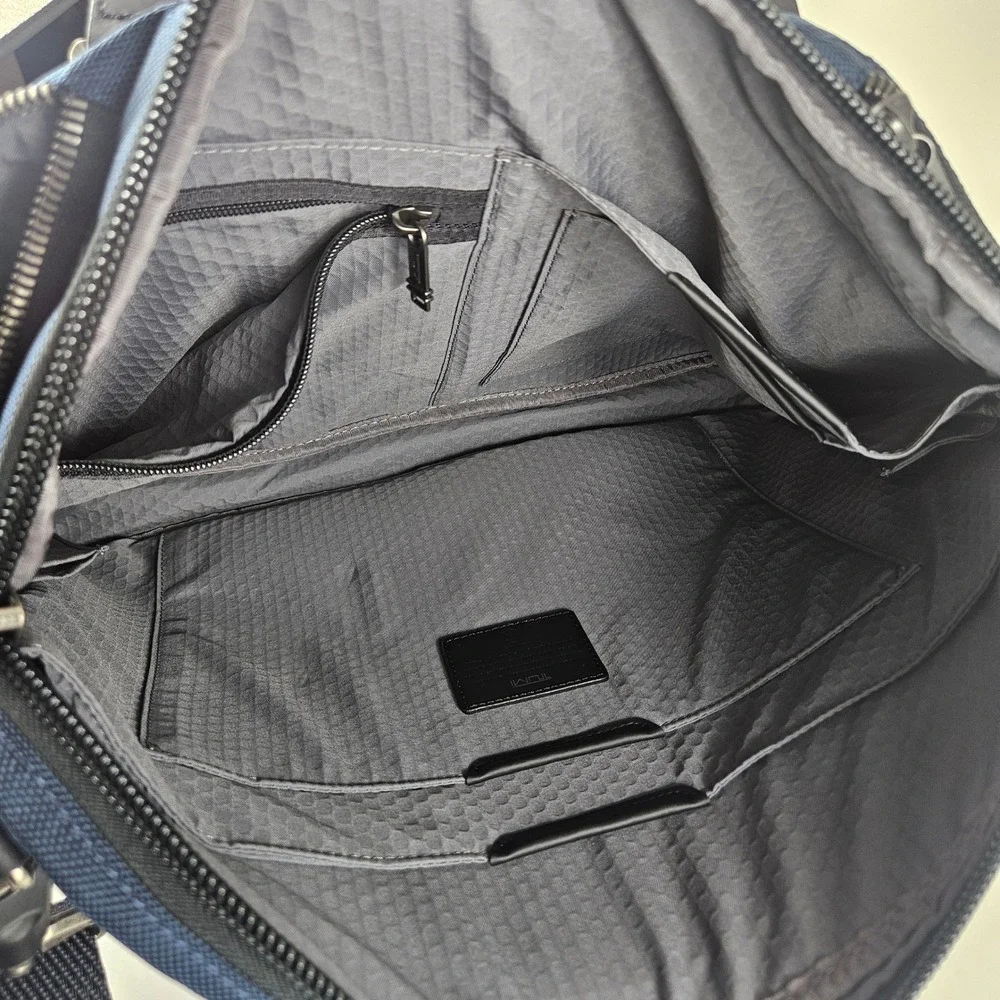 Tumi Alpha Bravo Academy Slim Briefcase Navy Blue Ballistic Nylon 11.75x15.5x2